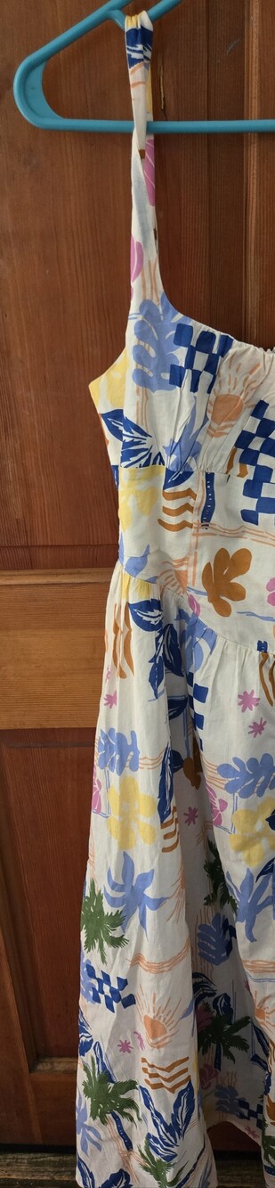 Floral Maxi Sundress with Spaghetti Straps - Cream Multi